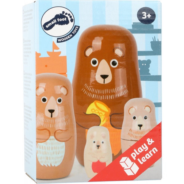 Famille d'ours/chouettes matriochka, 4 parties, 5.5x5.5
