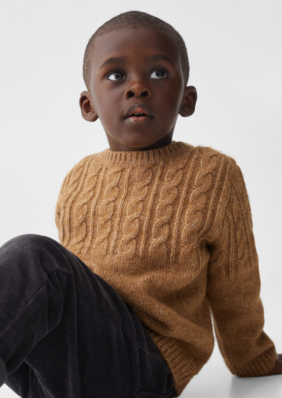 Mango Pull Maille Tressée Ocre 9/12 Mois