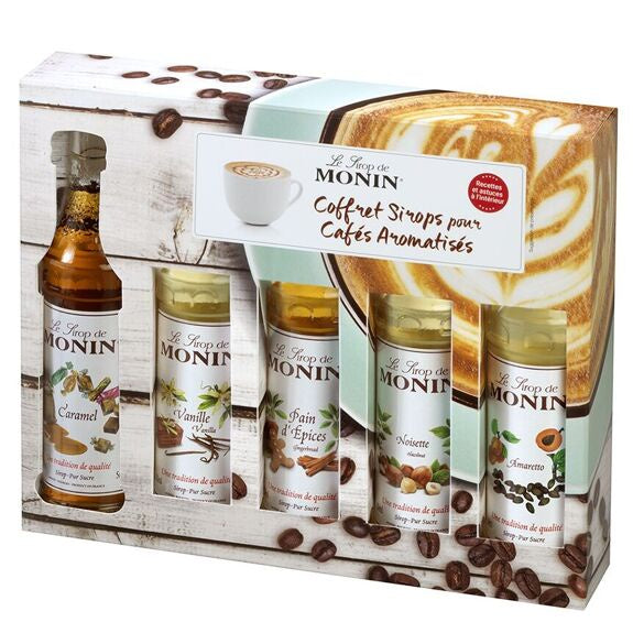 Monin  Coffret cadeau Cafe  pour boisson chaude et cocktail - Arômes naturels - 5x5cl