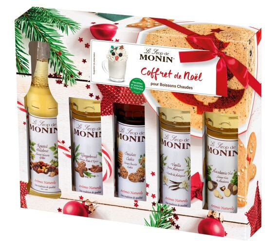 Monin Coffret de sirops pour Boissons chaudes de Noël – 5x5c
