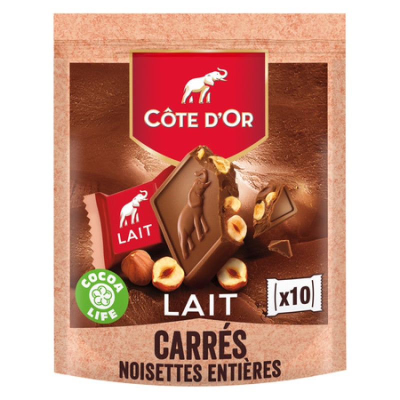 Côte d'Or Carrés de Chocolat Lait Noisettes 200gr
