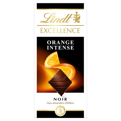 Lindt Excellence Noir Orange Intense Amandes Effilées 100gr