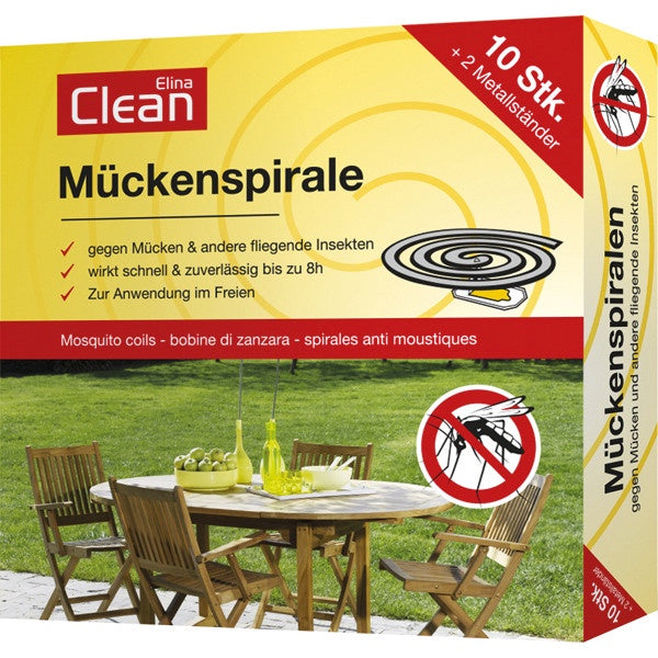 ELINA Clean - Spirale anti-moustique 10 avec 2 supports métallique