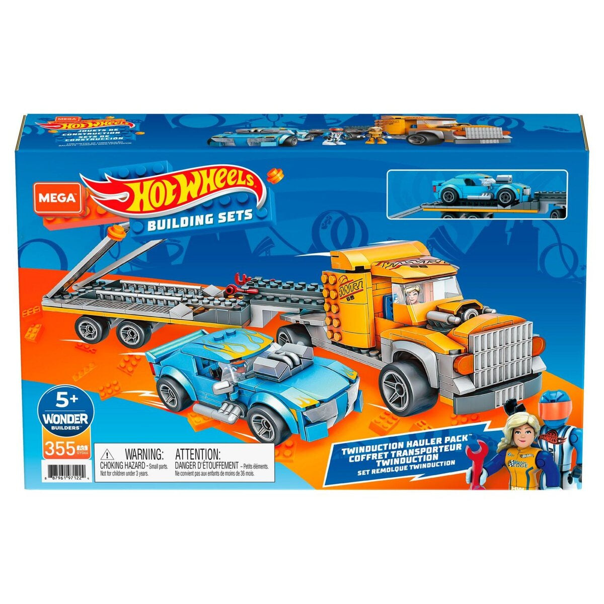 MEGA Coffret Mega Construx Hot Wheels avec voiture et transporteur