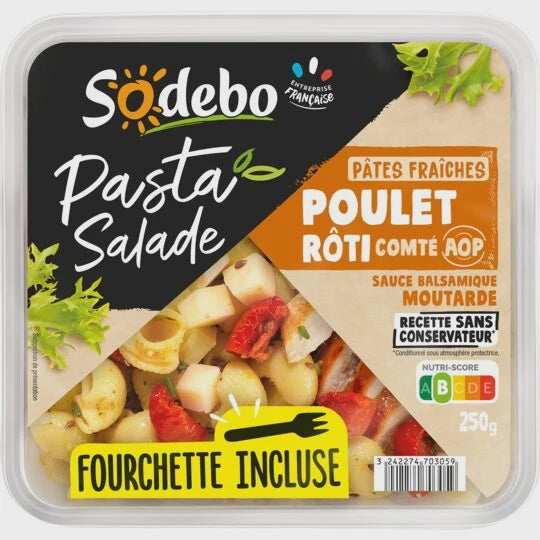 Sodebo Pasta Salade Poulet Roti Comte 250gr