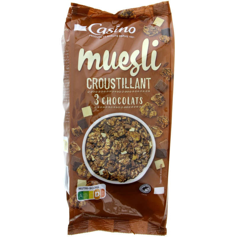 Casino Muesli Croustillant 3 Chocolats 500gr