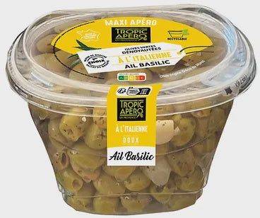TA Maxi Apéro Olives Vertes Entières A l'Italienne Ail Basilic 400gr