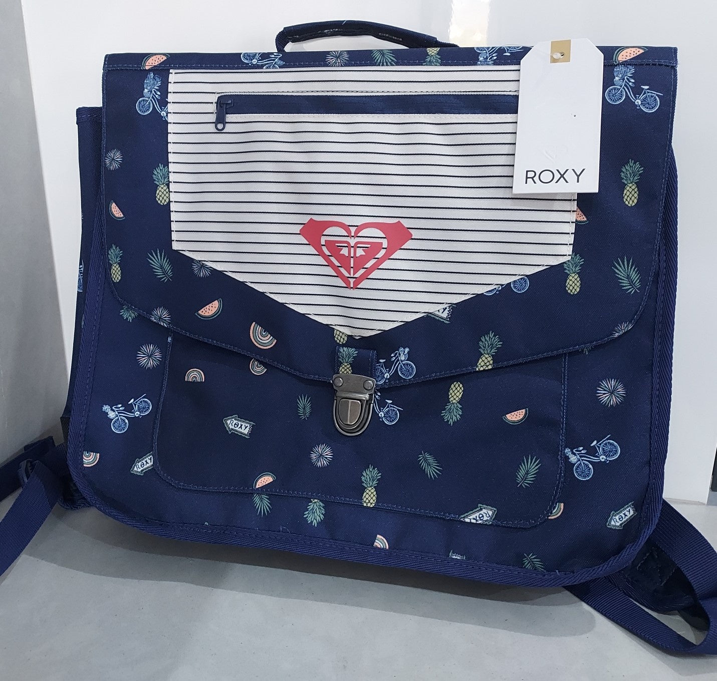 ROXY Cartable 39cm Navy motif vélo/exotique