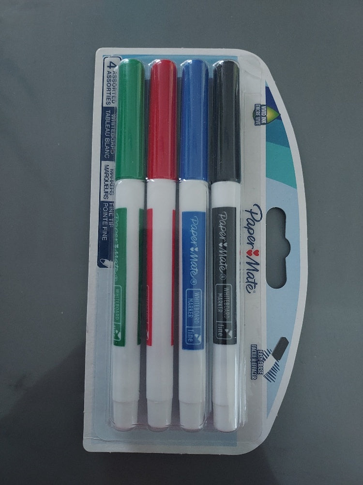 PAPER MATE Lot de 4 marqueurs tableau blanc pointe fine