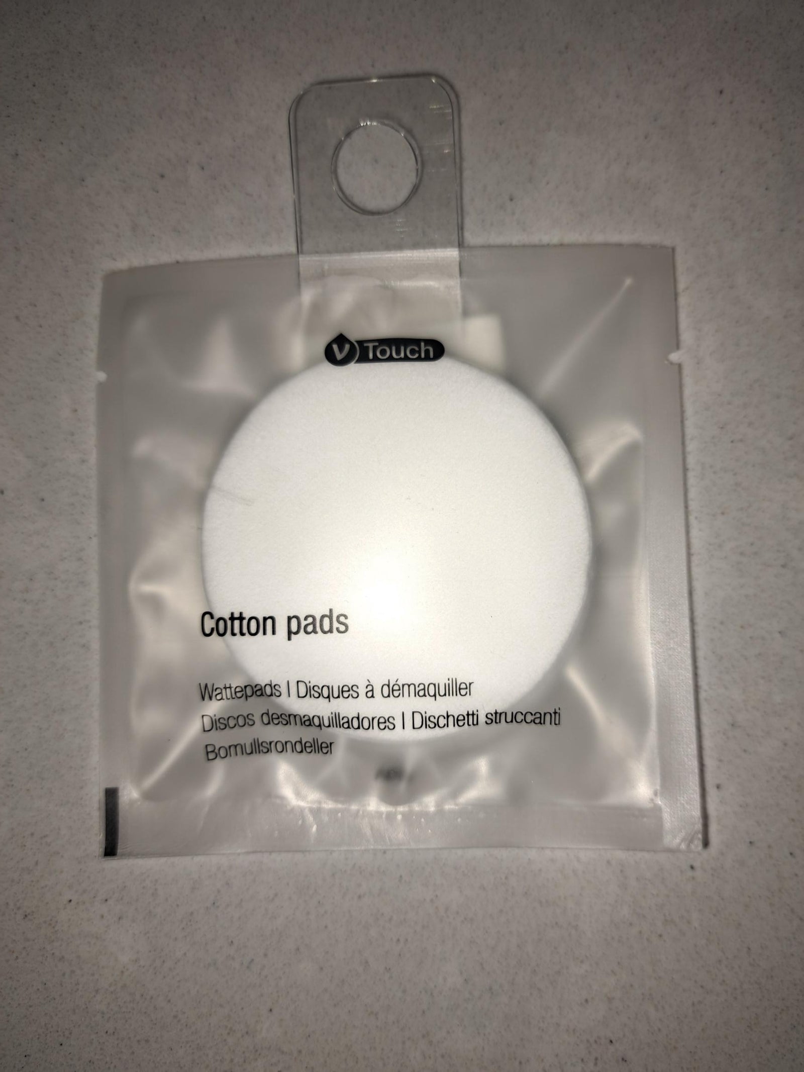 Lot  de  4 cottons demaquillants V-Touch blanc Diam.6 cm