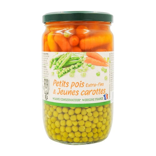 Agidra Petits Pois Extra Fins & Jeunes Carottes Bocal 420gr