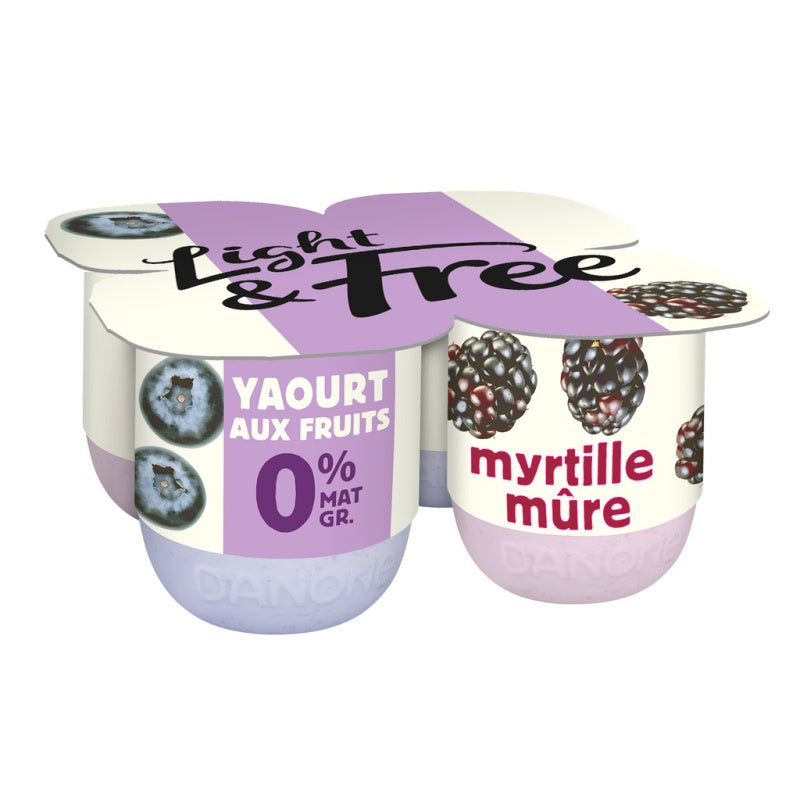 Light & Free Yaourt 0% Fruits 4 x 125gr