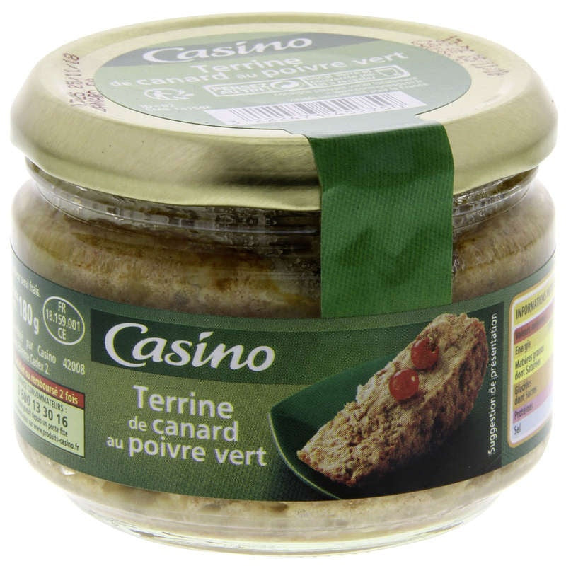 Casino Terrine De Canard Poivre Vert 180gr