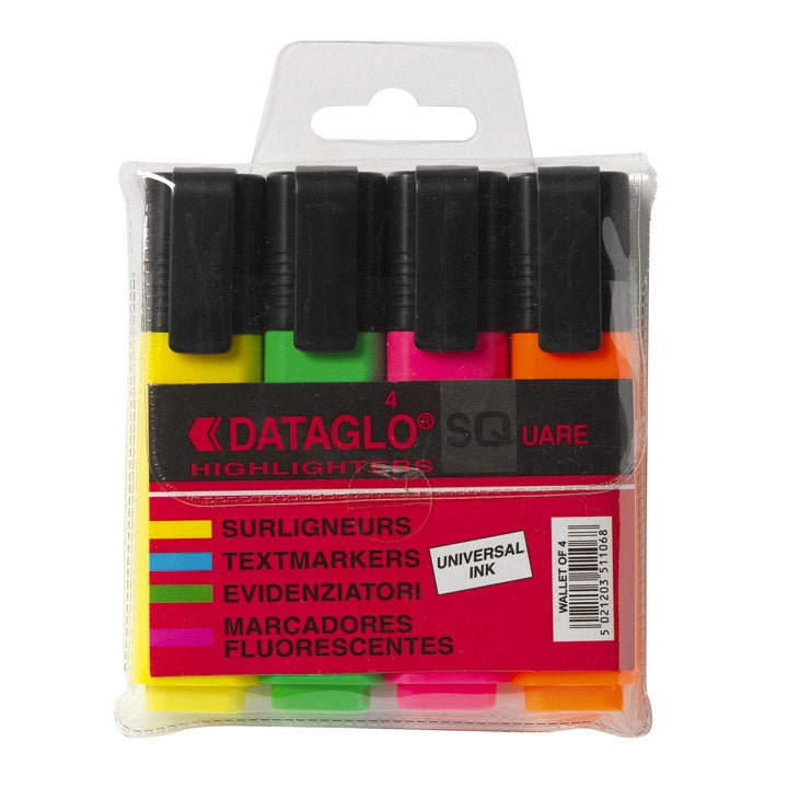 Pochette de 4 surligneurs Fluo pointes biseautées