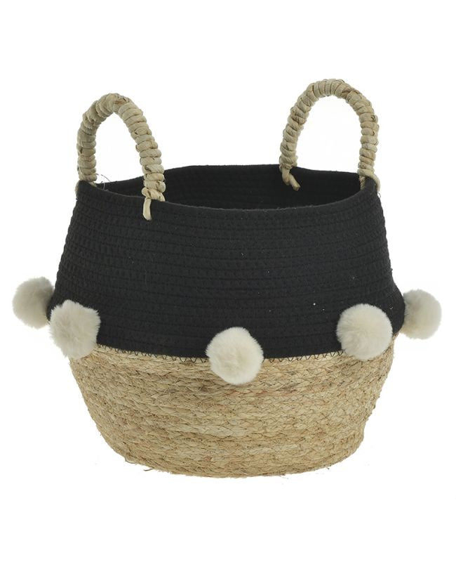 FABRIC BASKET NATURAL/BLACK Φ35Χ27/35
