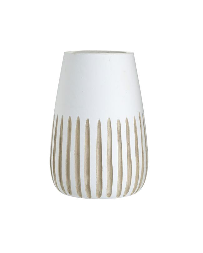 WOODEN VASE NATURAL/WHITE Φ20Χ30