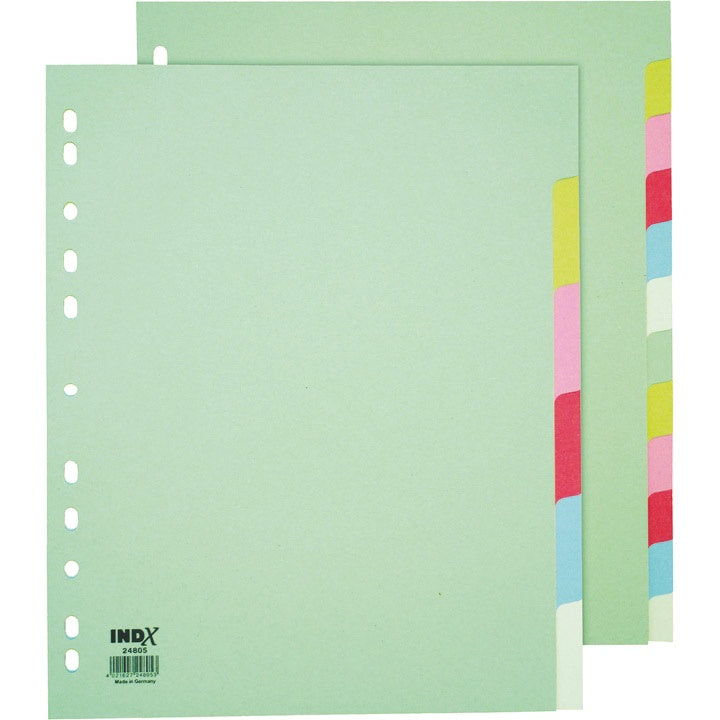 Jeu intercalaires couleurs pastel carte 12 touches A4+