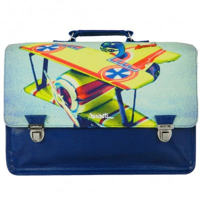 Miniséri Cartable 39cm bleu motif avion