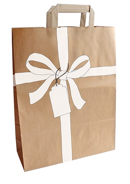 BRAUN Sac Cadeau kraft avec nœud crème 32x40x11cm
