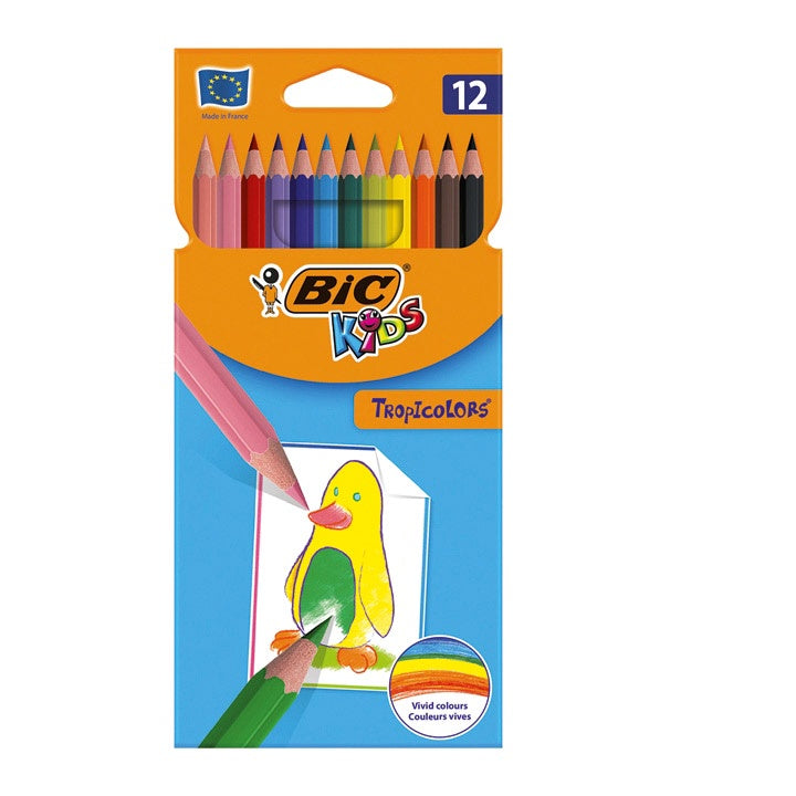 BIC Tropicolor Crayons couleurs pochette de 12