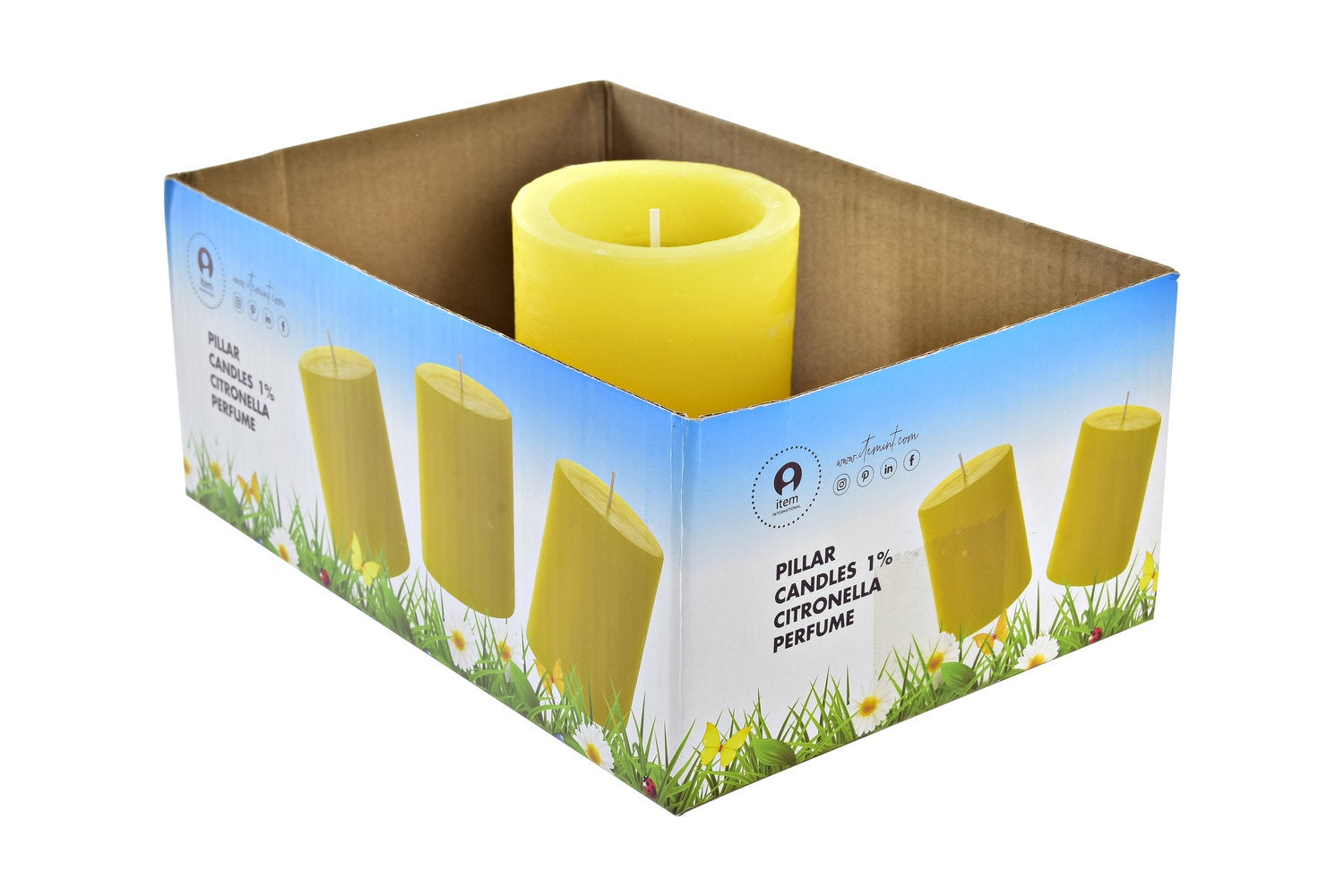 Alexandra Candles - Bougie jaune CIRE 7X7X9 CITRONNELLE 1% JAUNE