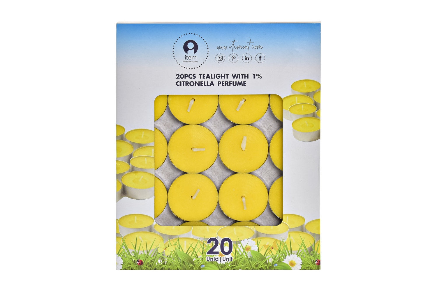 Alexandra Candles - BOUGIE SET 20 CIRE 4X4X1 CITRONNELLE 1% JAUNE
