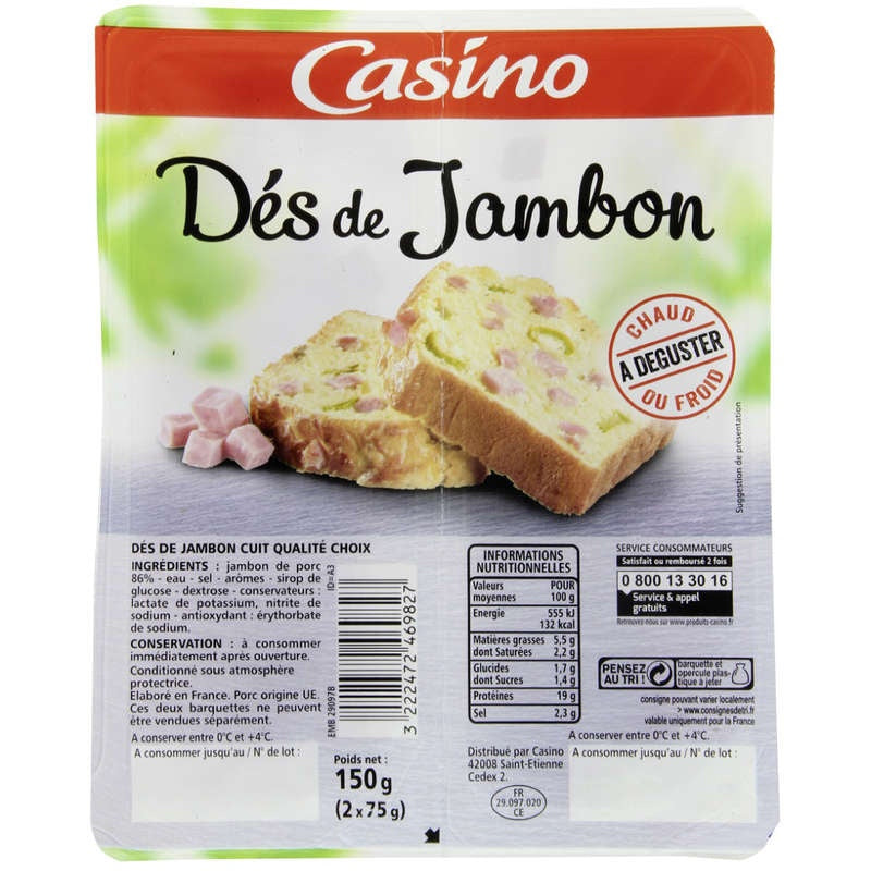 Casino Dés De Jambon 2x75g / 150gr