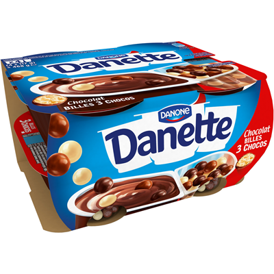 Danone Danette Pop Billes 3 Chocos 4x117g / 468gr
