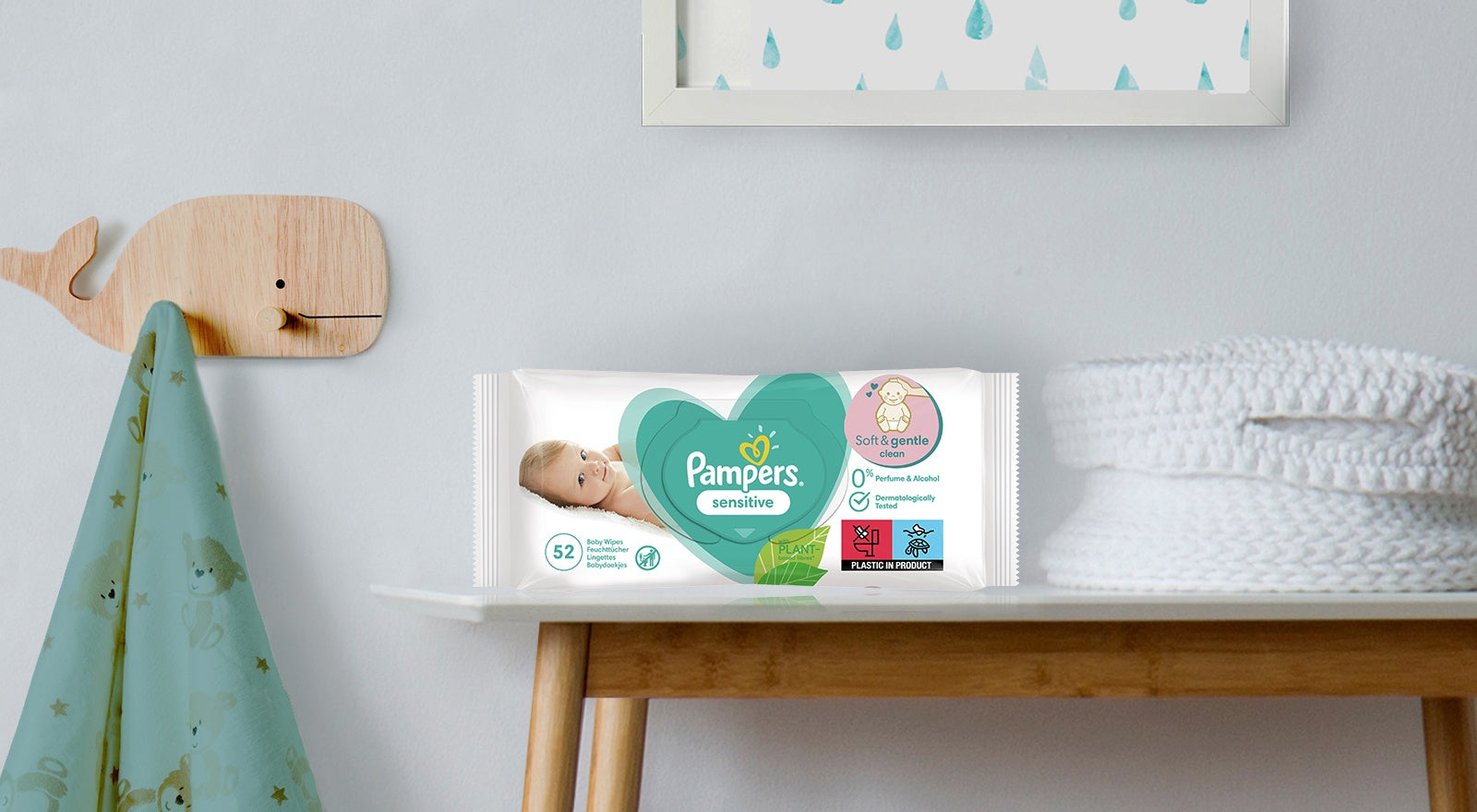 Pampers lingettes bébé x 52 - Sensitive