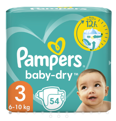 Pampers Couches Baby Dry T3 (6-10kg) x 52