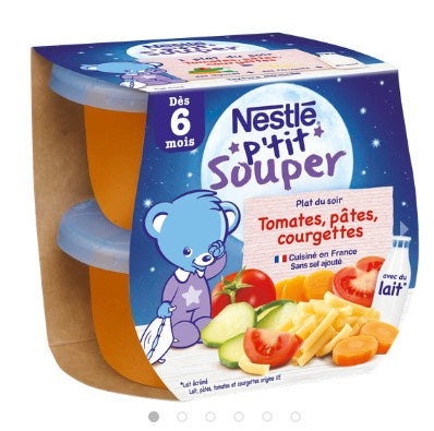 P'tit Souper Nestlé Tomates Pâtes Courgettes 6 mois - 2x200g