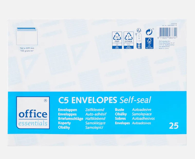 OFFICE Essentials Enveloppe 162X229 A5 x25