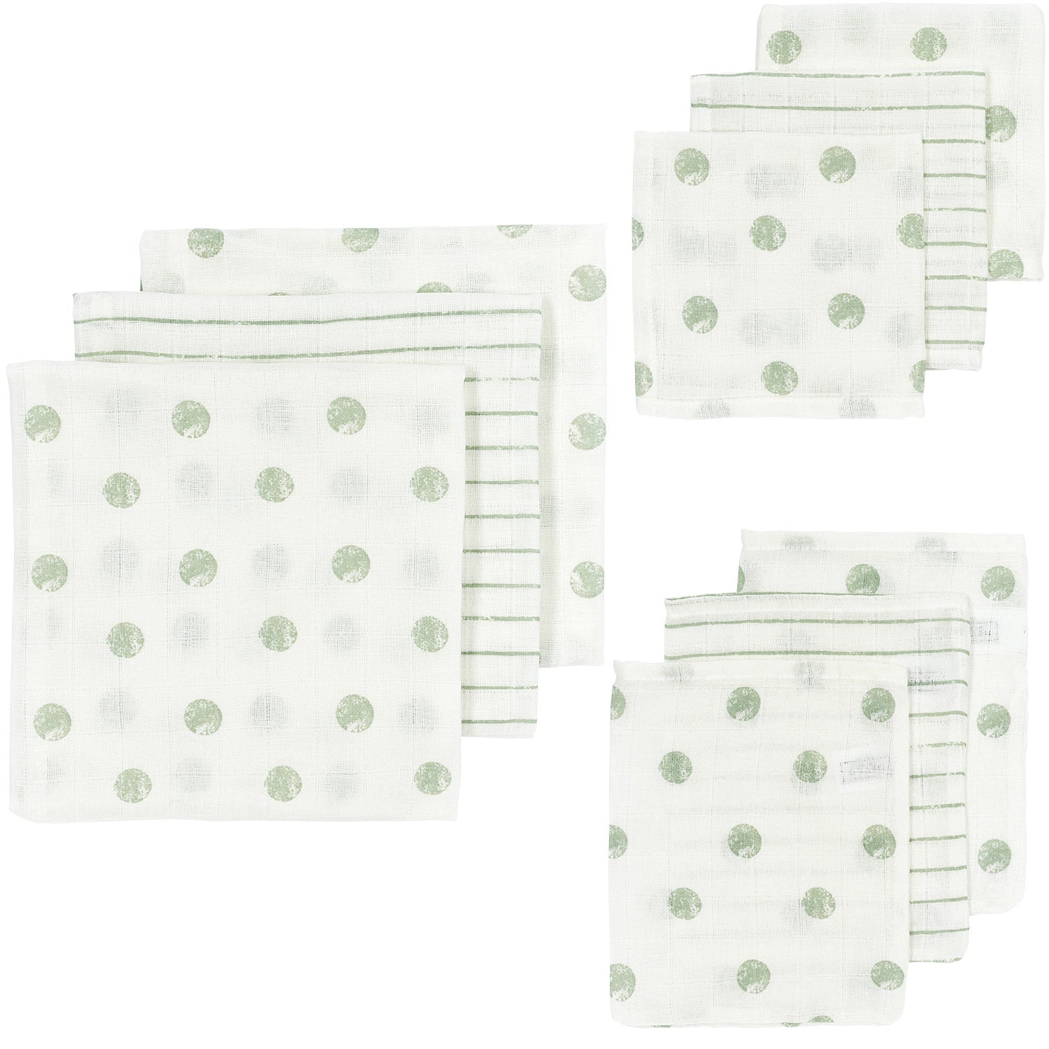 Meyco Baby - Muslin Dot Stripe - Soft Green - 70x70cm