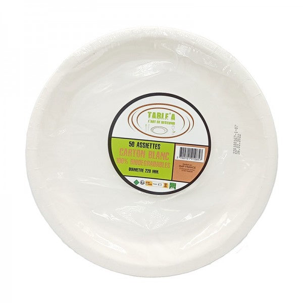 Assiettes carton blanc Ø 22cm  x50