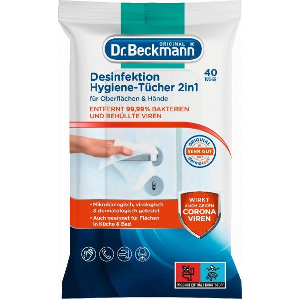 DR BECKMANN Lingettes Désinfectantes 2en1 x40