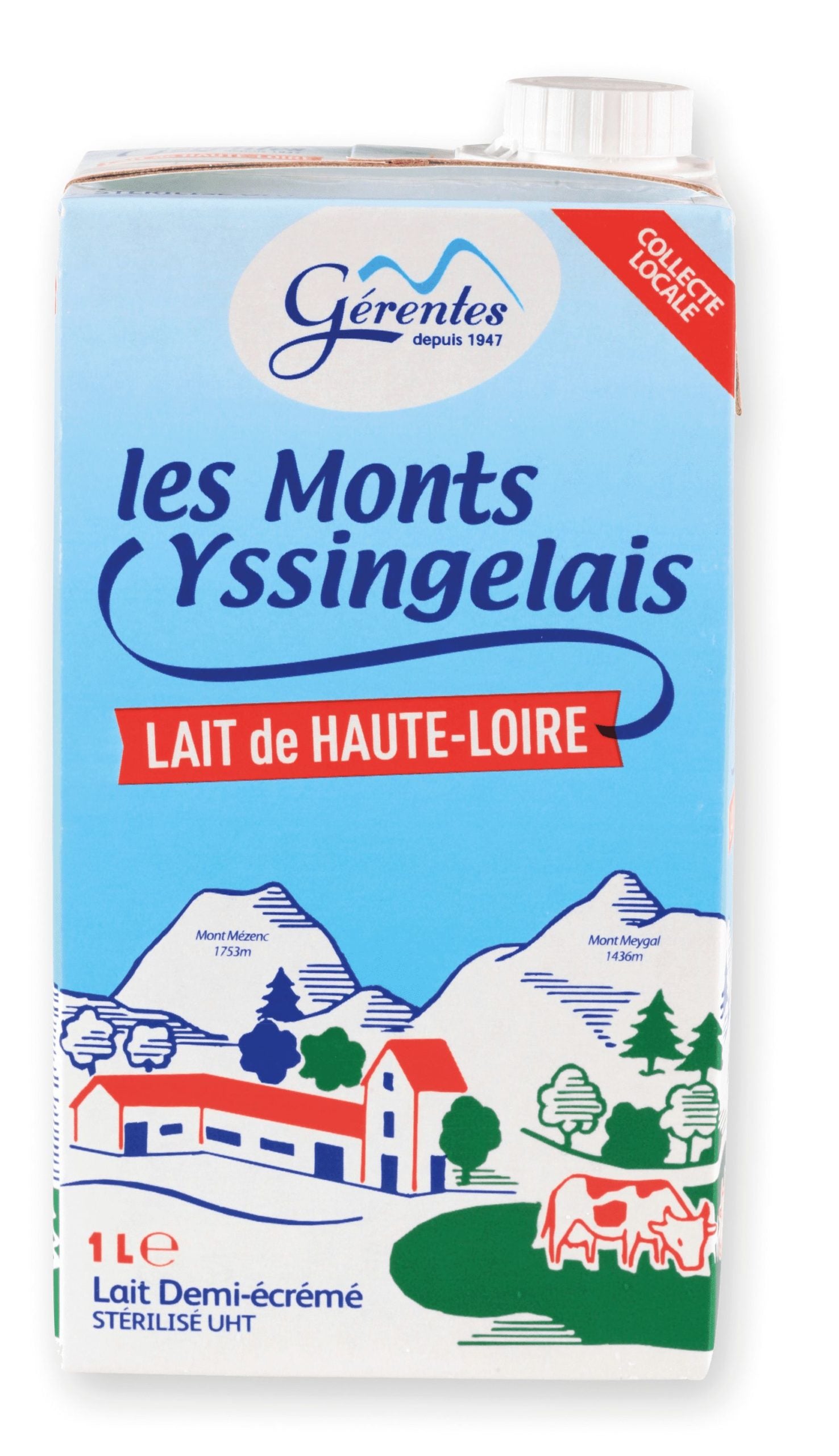 Gerentes Lait Monts-Yssing UHT 1/2 Ecreme 6x1l