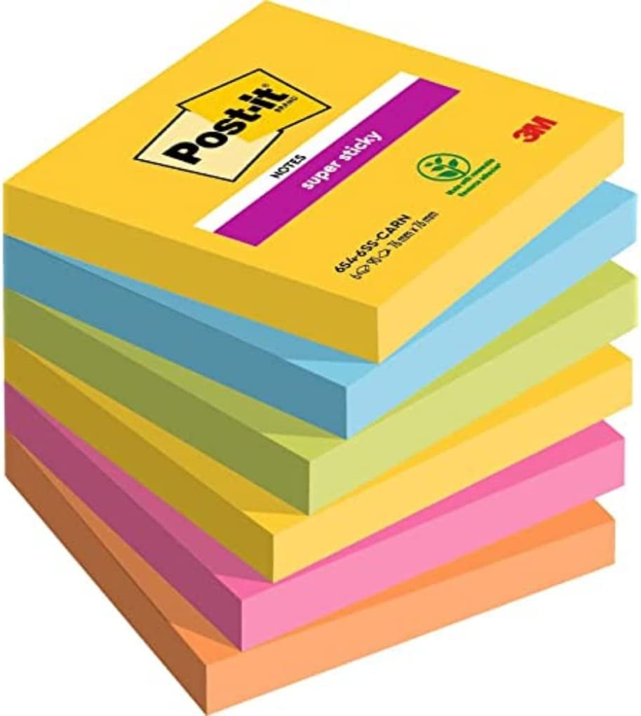 Notes Post-it Super Sticky, Couleurs Carnival, MINI,