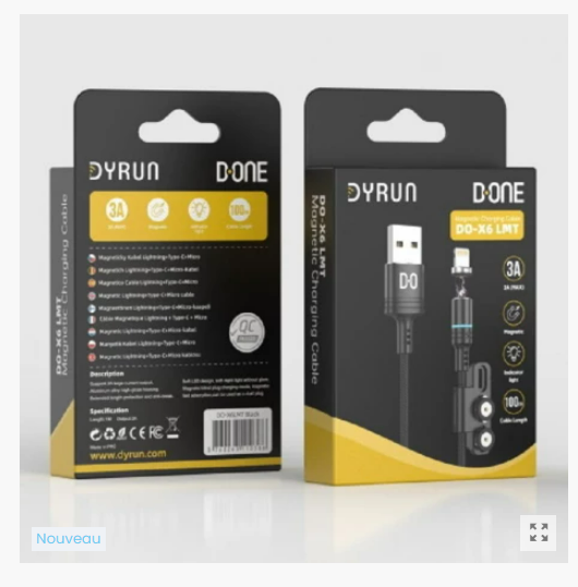 DYRUN - Câbles  Câble 3 en 1 aimanté LMT tressé Nylon
