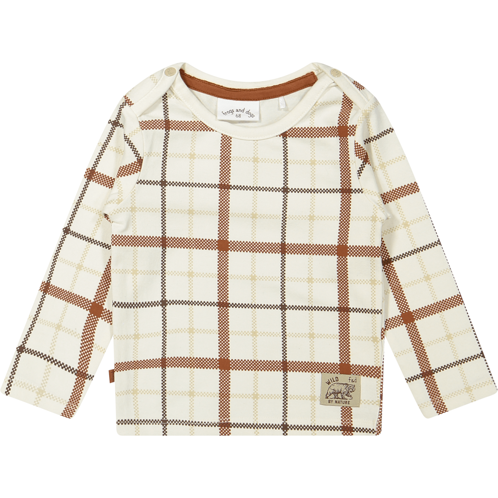 Frogs & Dogs -Boatneck Top Checks print