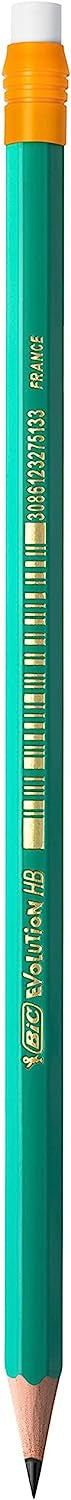 BIC Evolution Original Crayons à Papier avec Gomme Intégrée , Certifiés NF Environnement, Pointe HB,
