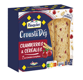 Pasquier Crousti' Dej Cranberries & Graines 180Gr