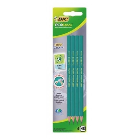 BIC ECOlutions EVOLUTION 650 - Pack de 4 Crayons à papier - HB
