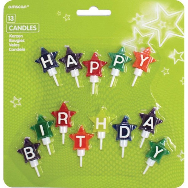 Ensemble  13 Bougies lettres Happy Birthday