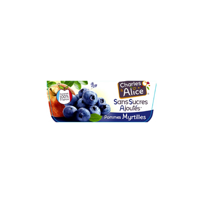 Charles & Alice Dessert Pomme Myrtille 4x100g / 400gr