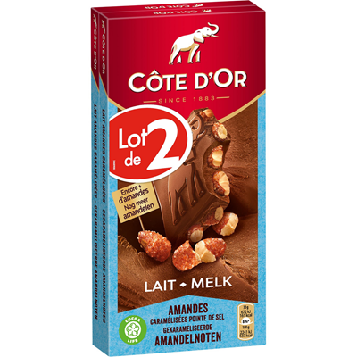 Côte D'or Chocolat Au Lait Amandes Caramélisées 180gr