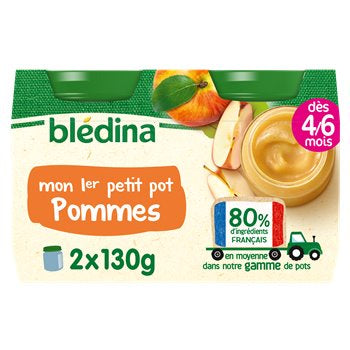 Blédina 1er Petit Pot Bébé 4-6 mois Pomme - 2x130g
