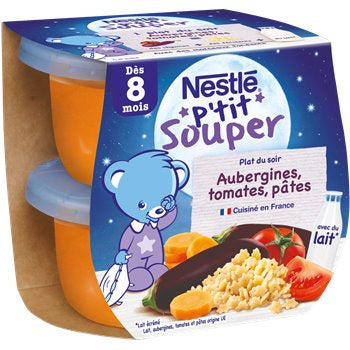 P'tit Souper Nestlé Aubergines Tomâtes Pâtes 8 mois - 2x200g