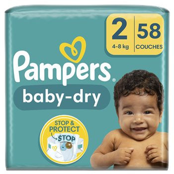 Pampers Couches Baby Dry T2 (4-8kg) x58