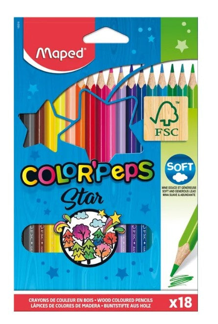 Maped - Pack de 18 crayons couleurs Color'Peps