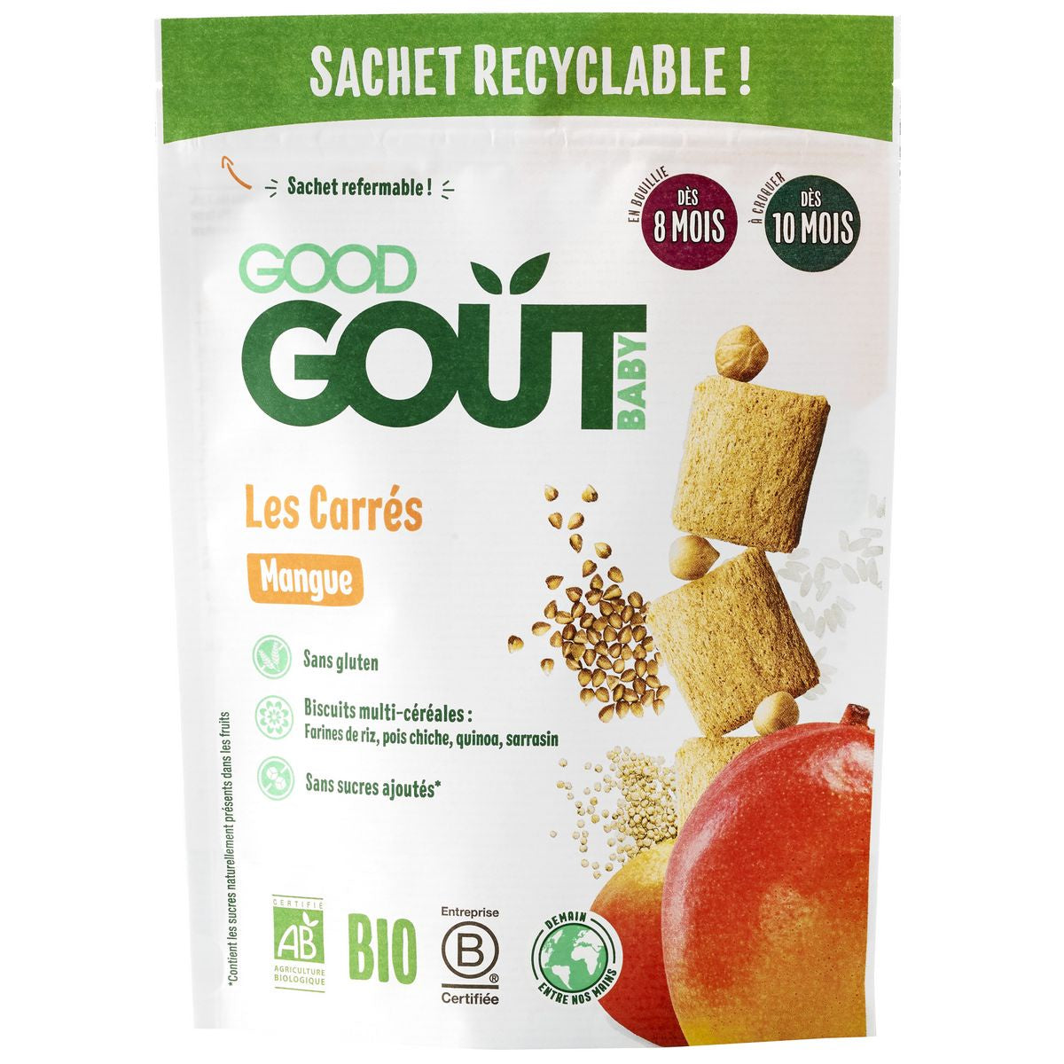 Good Goût Biscuits carrés Mangue bio dès 8 mois 50g